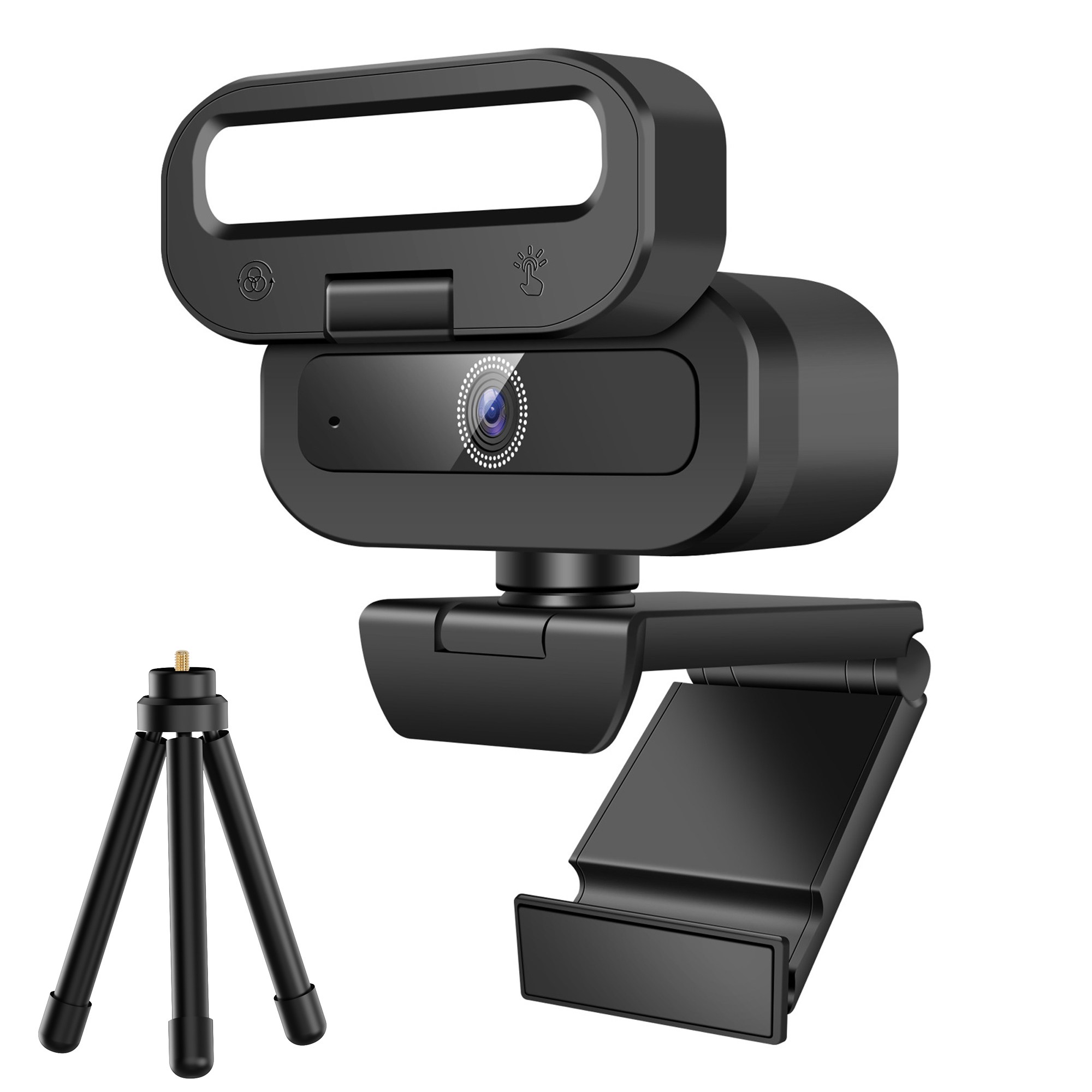 RUNDX 4K 웹캠 화상회의 마이크내장 컴퓨터 카메라 + 삼각대 세트, 블랙, 1개, 현재가 51,900원