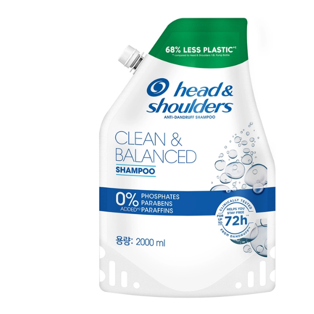 C 헤드앤숄더 클린&밸런스드 샴푸 대용량 리필 온가족 사춘기 각질 비듬 두피고민 비듬 재발 방지 38,990원