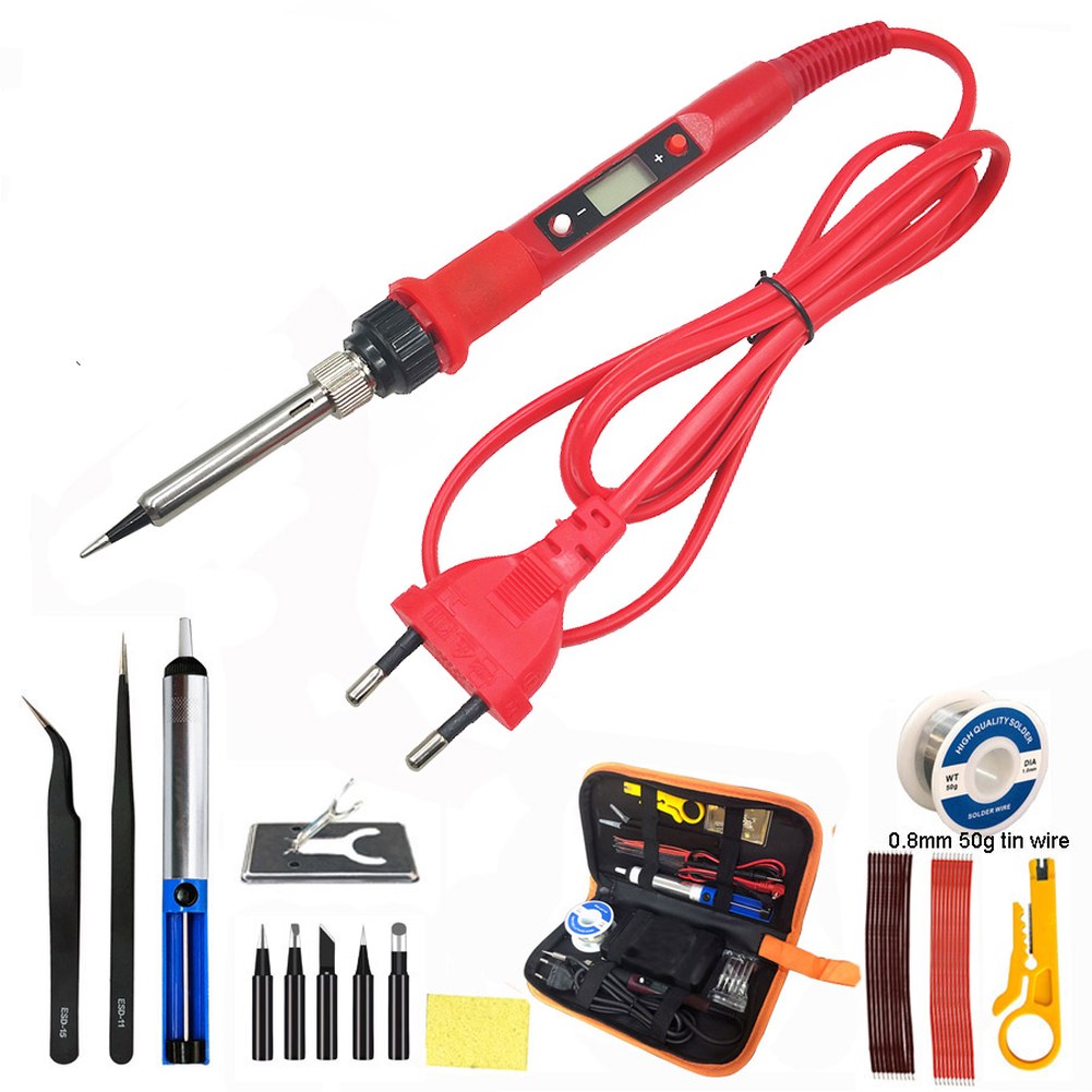 80W 디지털 전기 납땜 인두 세트 키트 온도 조절 가능 220V 110V 세라믹 히터 용접 도구 23,770원