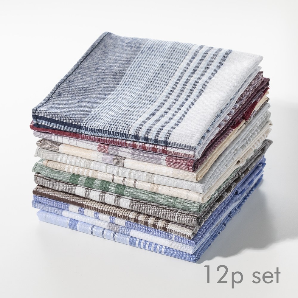 쏘이온 남성 순면 체크 손수건 12종 세트 19,900원