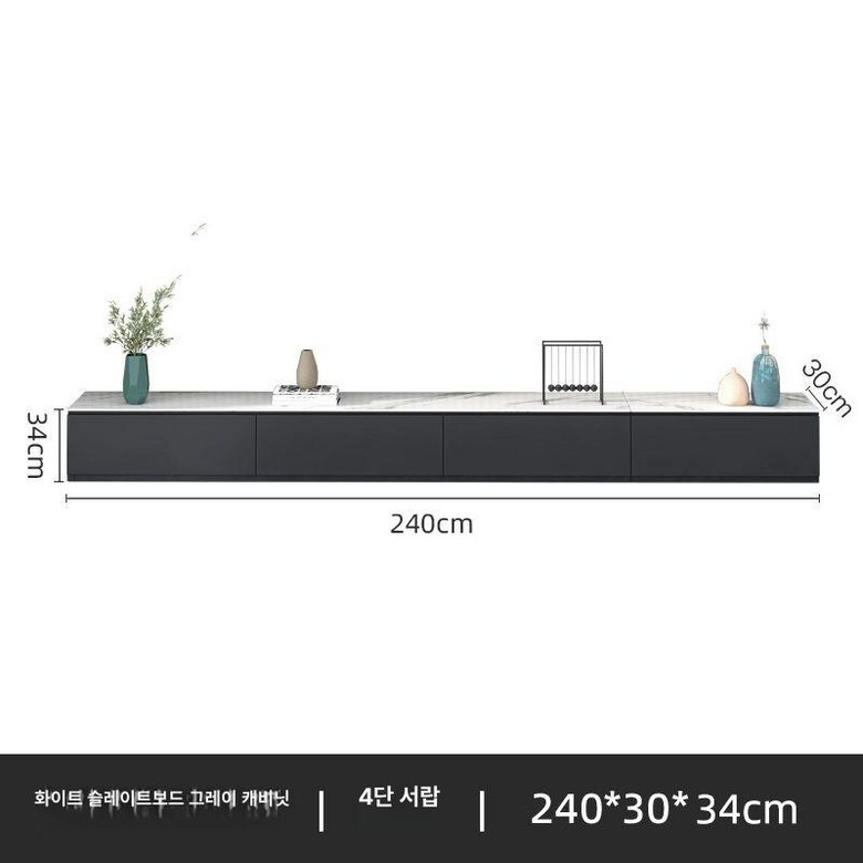 대리석 세라믹 tv다이 수납장 거실선반, 그레이 2.4m TV 캐비닛 929,100원