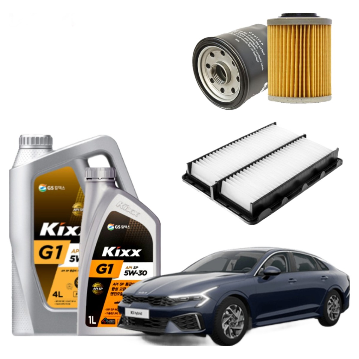 K5 DL3 2.0 가솔린 LPG LPI 합성 엔진오일세트 킥스G1 에어필터 오일필터, 5L, 5w30, 1세트 51,240원