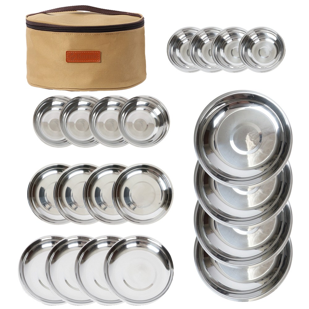 연마제세척 올인원 스텐 캠핑식기 세트, 4인용식기세트(22p), 1개 27,900원