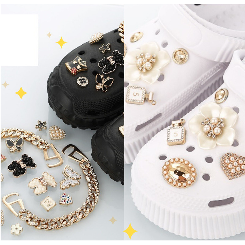 컨비니 신발 파츠 세트 크록스 지비츠 체인 진주 꽃 나비 장식 17,400원