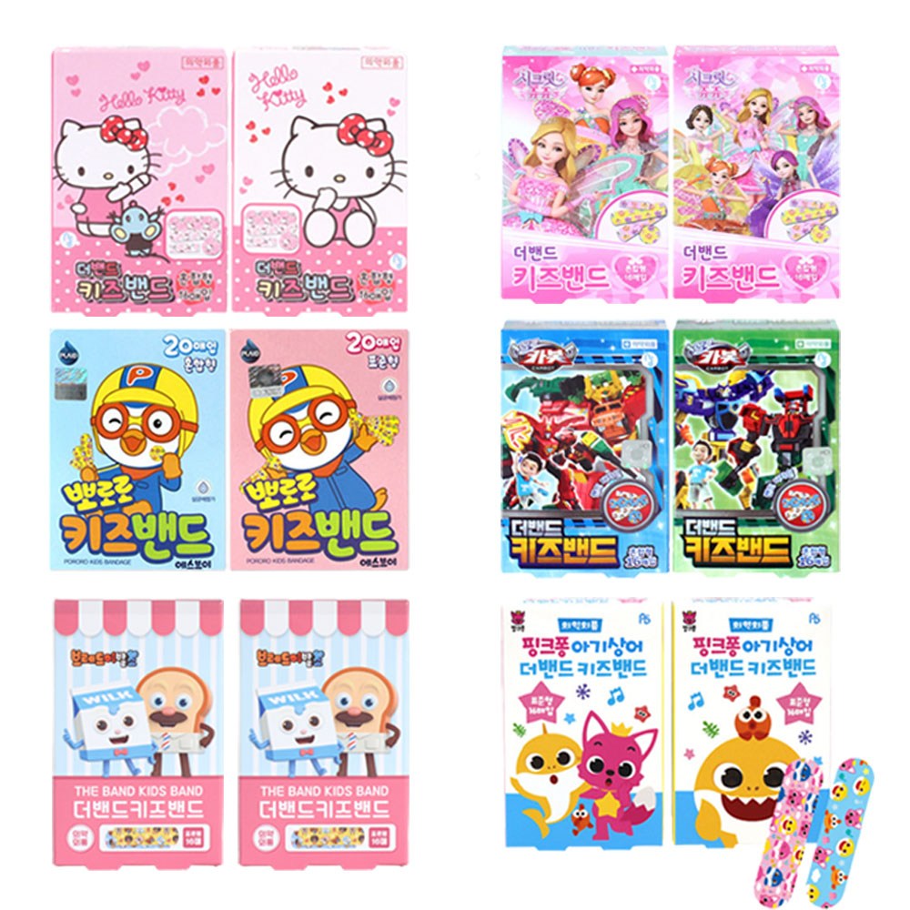 어린이 키즈 밴드 핑크퐁 헬로카봇 키티 시크릿쥬쥬 브레드이발소 뽀로로 캐릭터밴드 모음 800원