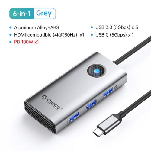 ORICO 도킹 스테이션 C타입 허브-HDMI 호환 USB 3.0 어댑터 맥북 프로 에어 아이패드 프로 M1 M2 용 RJ45 PD100W 충전 4K60Hz 37,750원