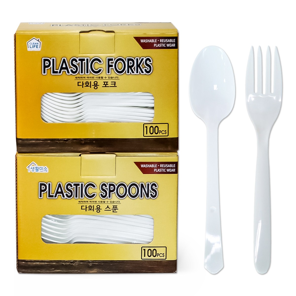 생활미소 다회용스푼 100입 + 다회용포크 100입 10,500원