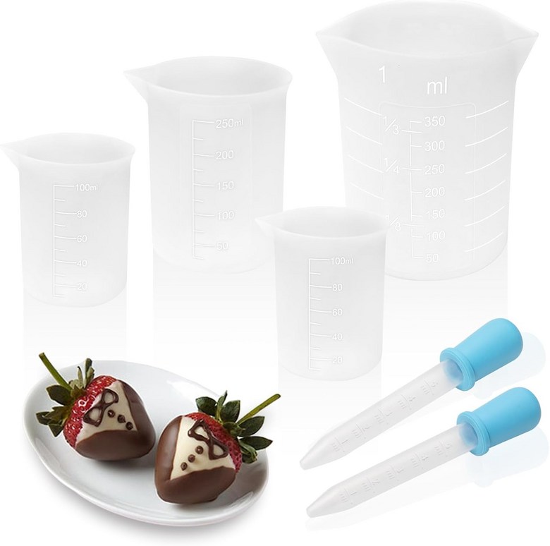 초콜릿 녹이기용 실리콘 컵 4팩 100250350ml 용량 계량컵 5ml 드롭퍼 2개 포함 DIY 몰드용 재사용 가능한 베이킹 용품 16,660원
