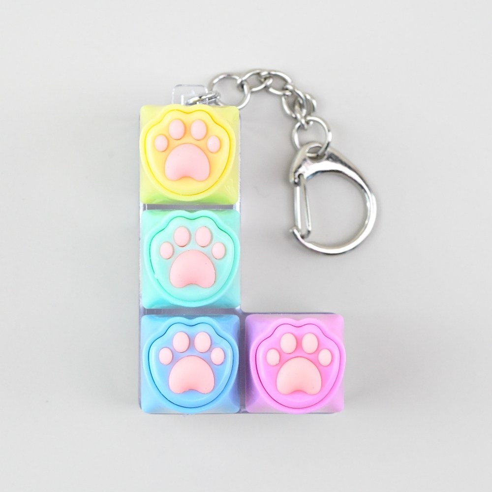 고양이 젤리 테트리스 4구 키캡 딸깍이 키링 발바닥 키보드 열쇠고리, 1개, L미노 5,500원