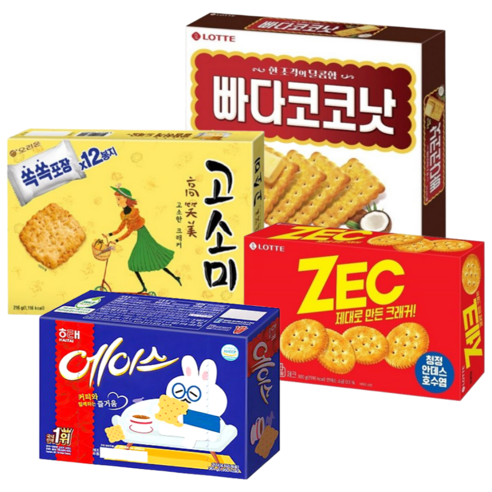 <꾼들>탕비실 필수간식세트5종/인기비스킷모음(에이스 빠다코코넛 제크 고소미 건빵), 1세트, 1.18kg 17,800원