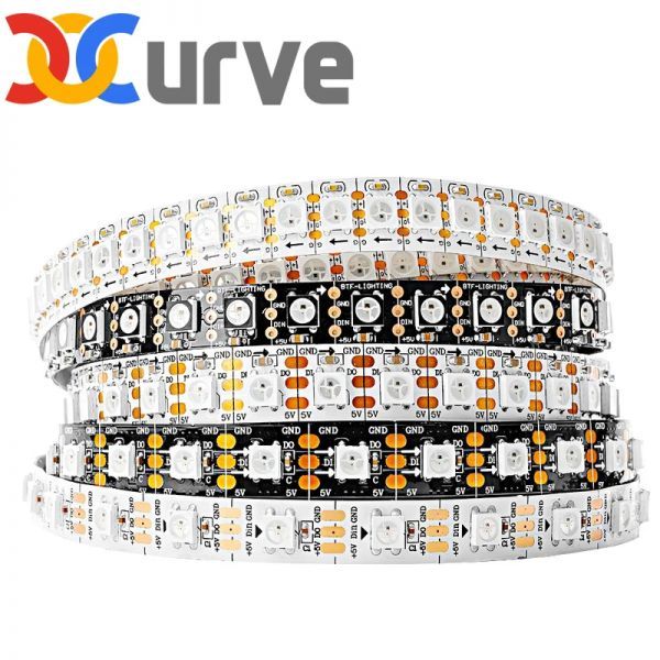 개별 주소 지정 가능 RGB LED 스트립, WS2812B, 1m, 2m, 4m, 5m, 30, 60, 74, 96, 100/144 픽셀, LED/m, WS2812, 흑백 PCB, 19,400원
