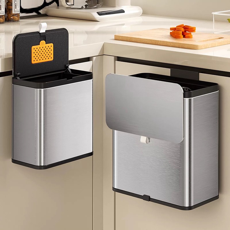 Alemon 주방 걸이형 스테인리스 음식물 쓰레기통, 은색, 1개 23,500원