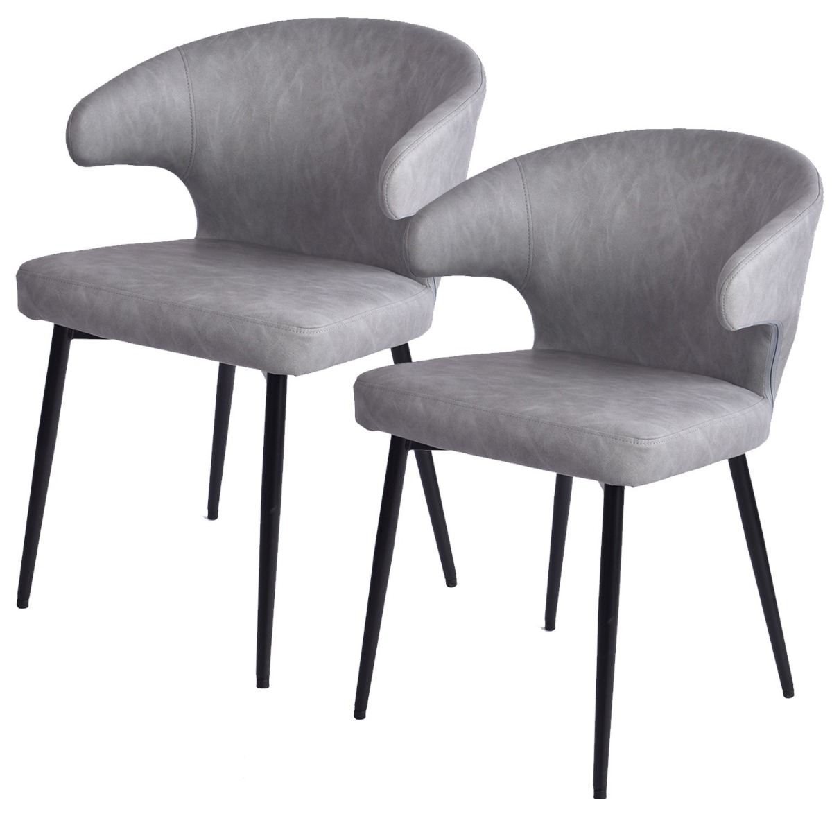 DOMHOMI 2P 식탁 가죽의자 카페 의자 2인용 식탁의자팔걸이식탁의자 식당 등받이 의자, 2개, PU 가죽/ 회색 199,000원