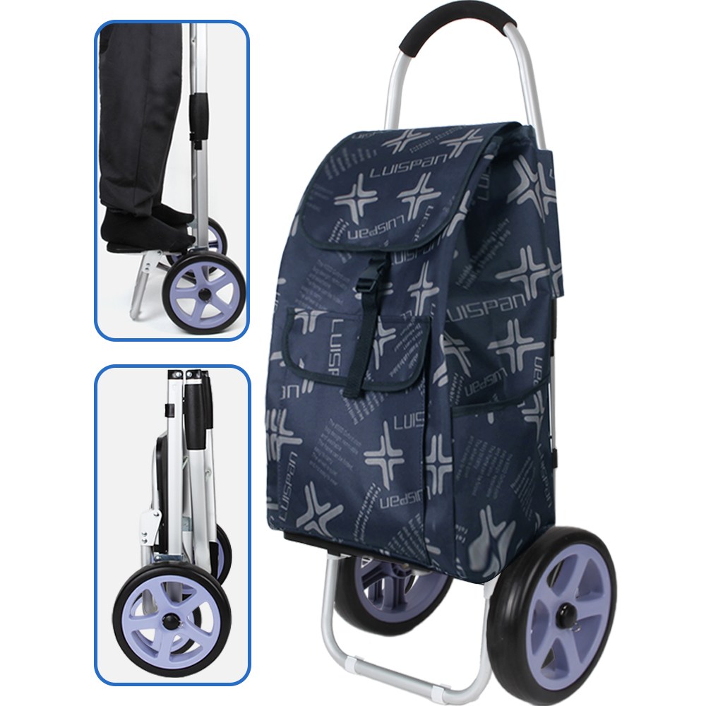 CAMVEREST 대형 바퀴달린 장바구니 캐리어 접이식 쇼핑카트, 1개, 네이비 49,900원