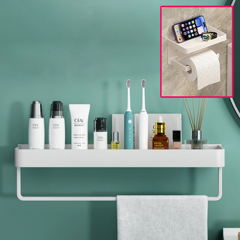 무타공 수건걸이 선반 욕실수건걸이 화장실 교체, 수건+휴지걸이 세트[화이트], 1개 22,000원