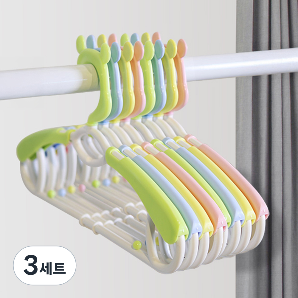 플라팜 뉴코코맘 360도 회전 길이조절 곰돌이 옷걸이 4종 x 2p 세트, 블루, 그린, 핑크, 옐로우, 3세트 34,500원