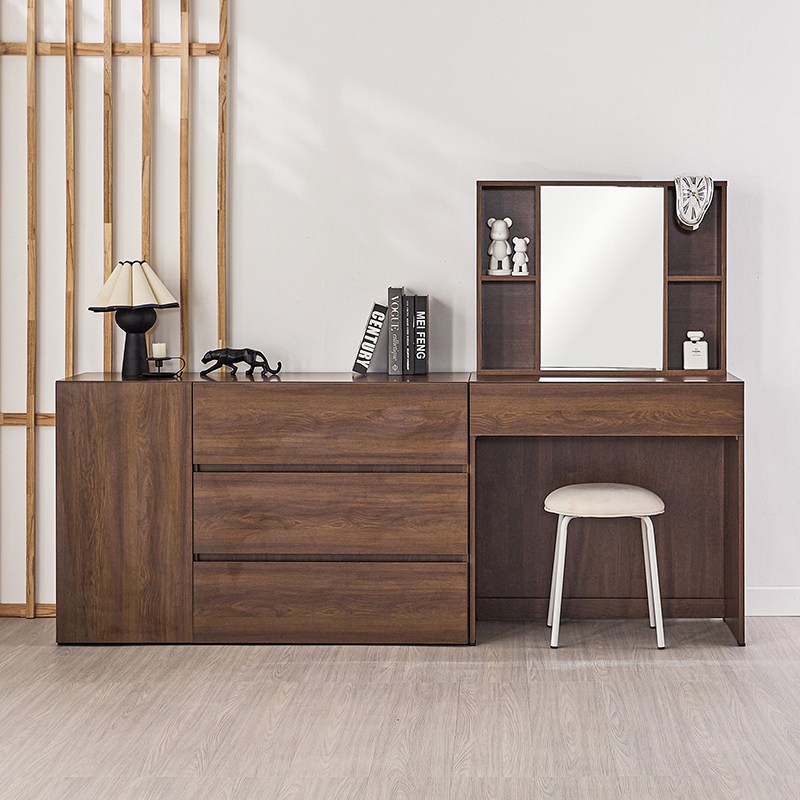 사월의가구 화장대 수납형 콘솔 화장대 세트 (거울포함) 스퀘어 입식 화장대 1200 1도어 서랍장 세트, 월넛브라운(1200서랍장포함) 272,800원