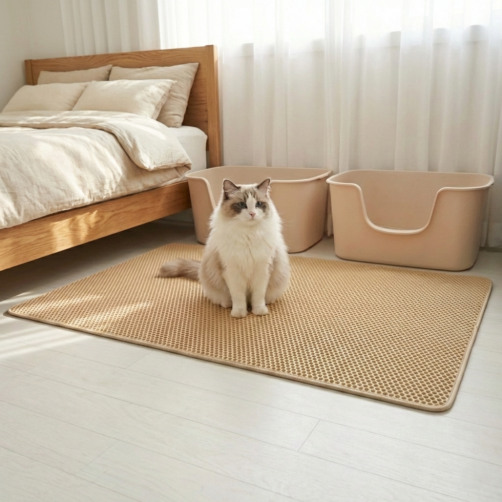 고양이 모래매트 특대형 사막화 방지 화장실매트 이중 벌집모양, 1개, 베이지 22,790원