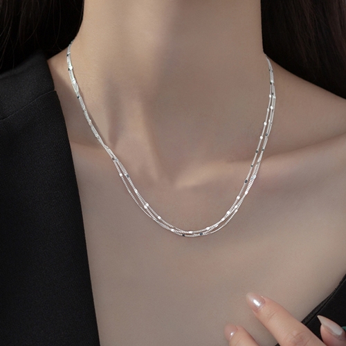 에르모사제이 N091 실버 925 고급 슬림 체인 레이어드 세줄 은 목걸이 72,900원