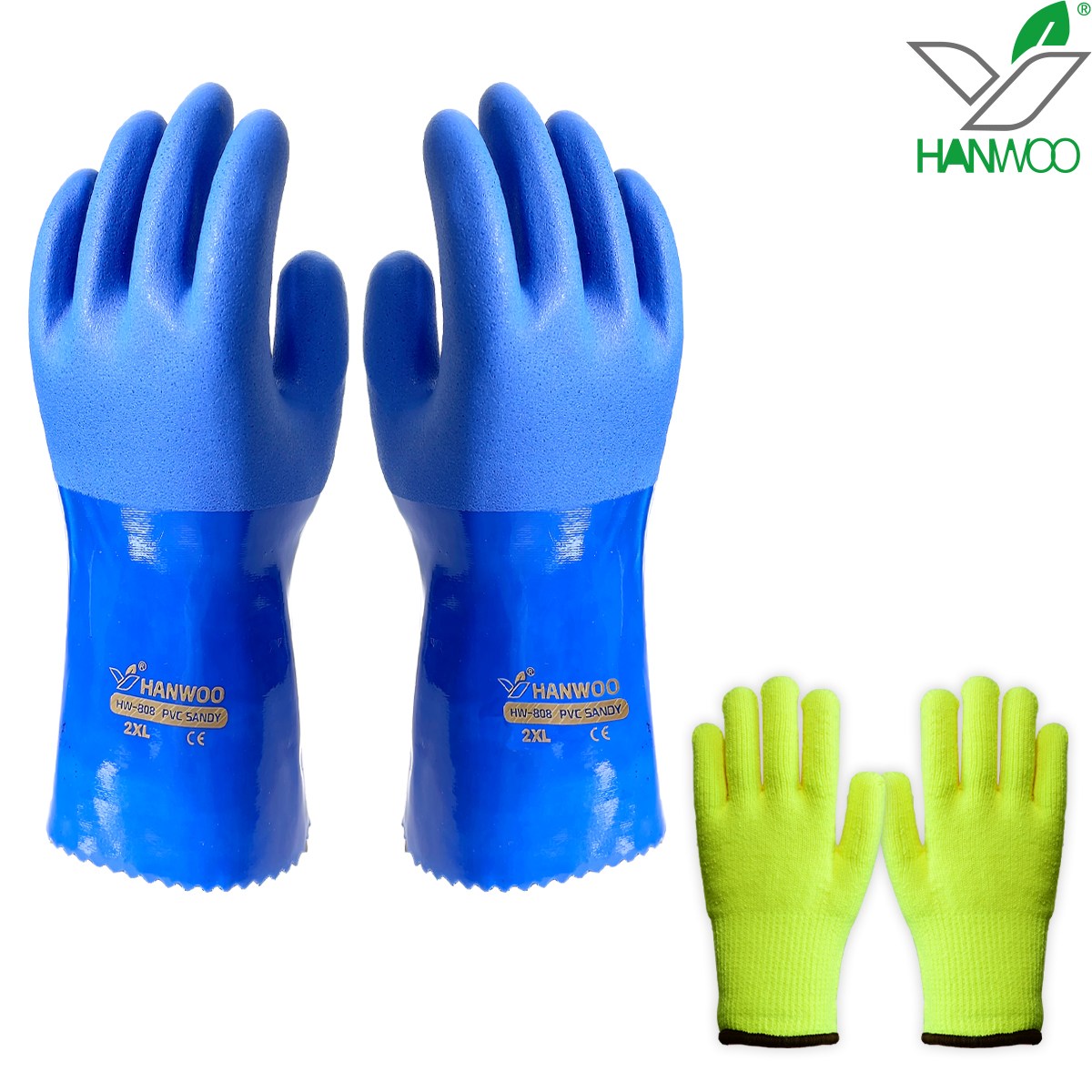 한우 PVC코팅장갑 블루 수산 어업 미끄럼방지 방수, 블루, 1세트 4,750원