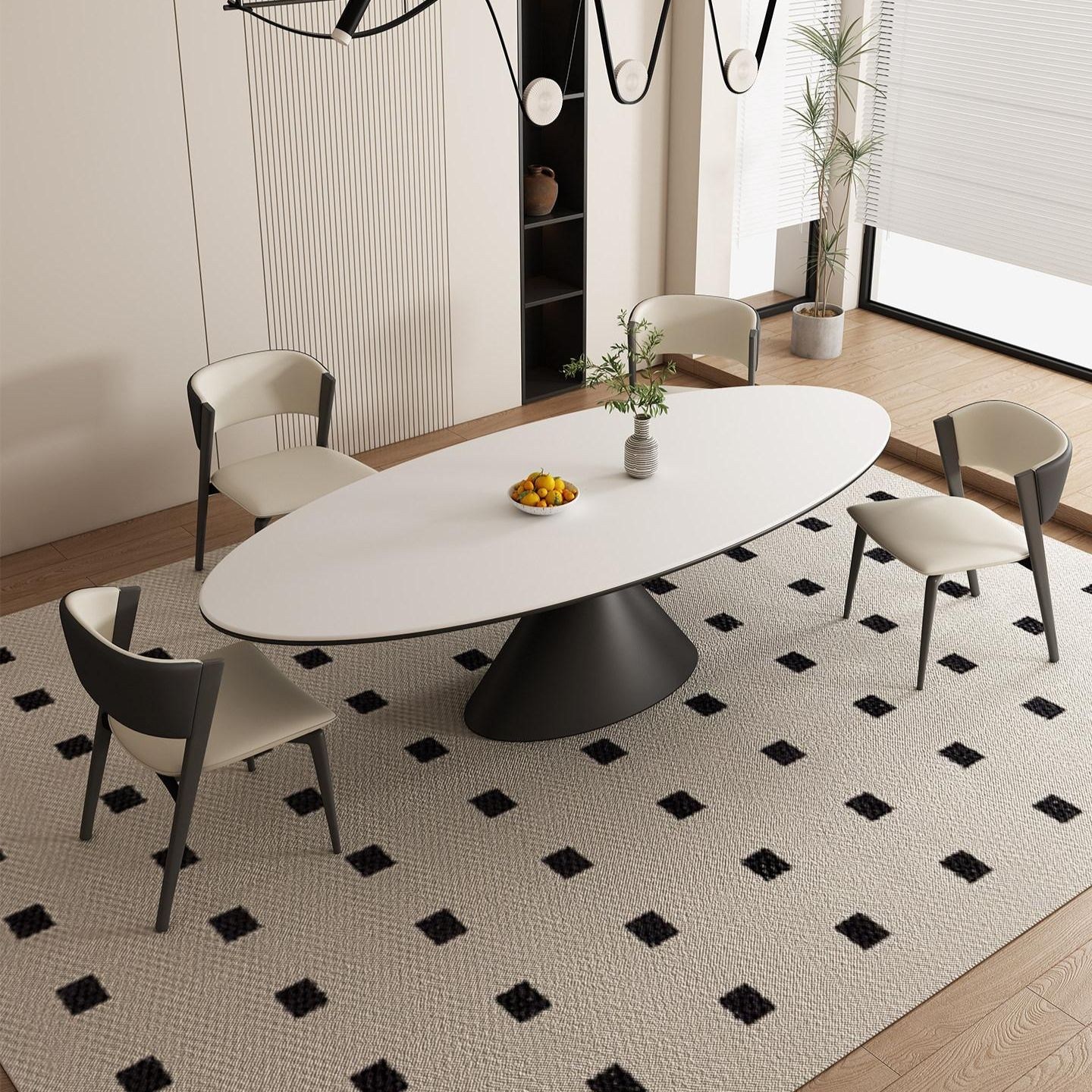 엔리프 타원형식탁1600 인테리어 화이트 세라믹 4인용 고급 테이블 1,095,500원