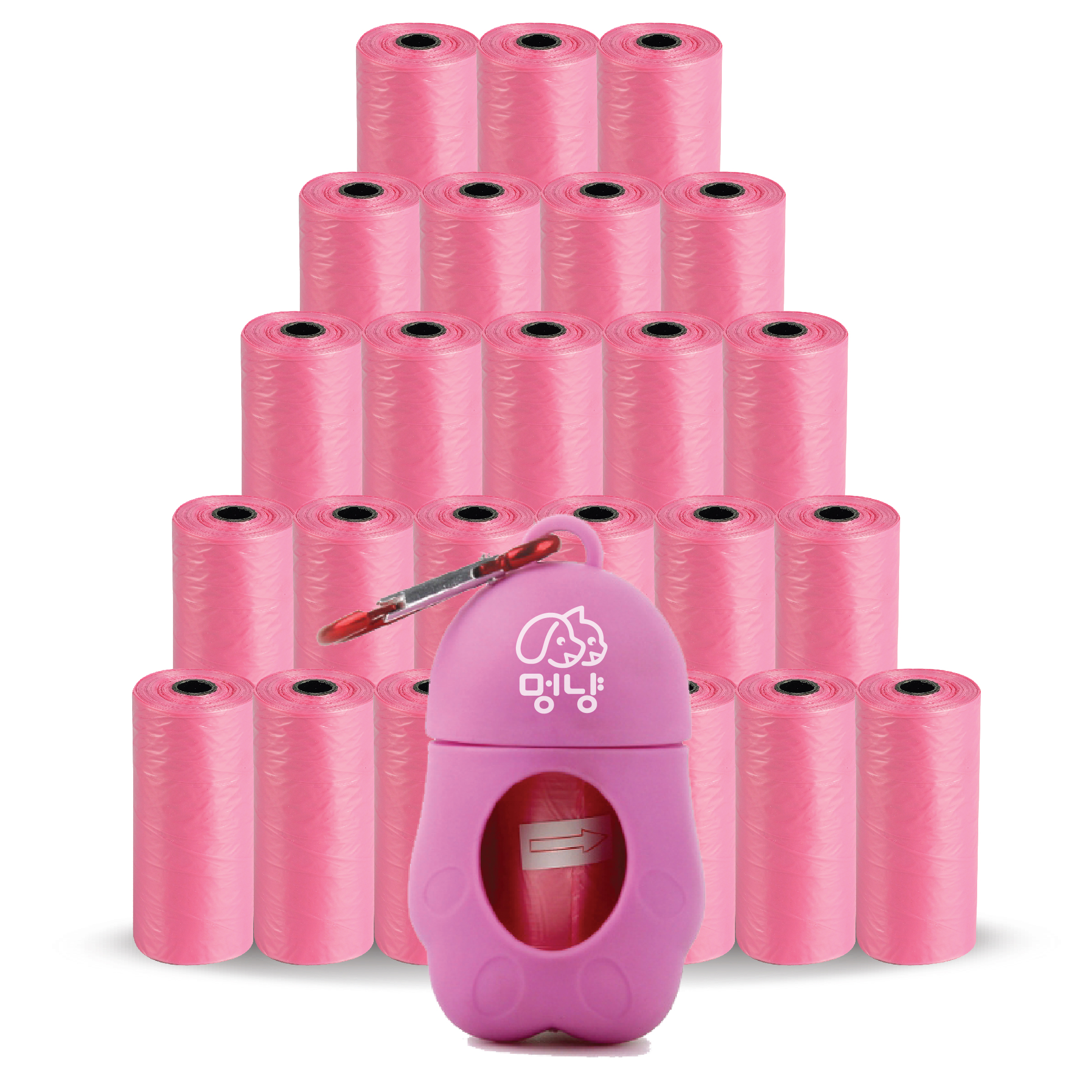 멍냥 반려동물 휴대용 배변 봉투 케이스 + 리필 세트, 핑크, 515개입, 1개 10,900원