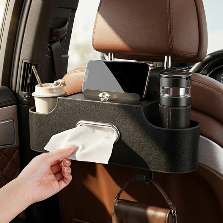 라이프엔라이크 차량용 뒷좌석 헤드레스트 멀티 수납 트레이 컵홀더 티슈 정리함 자동차 수납함, 블랙, 1개 6,000원