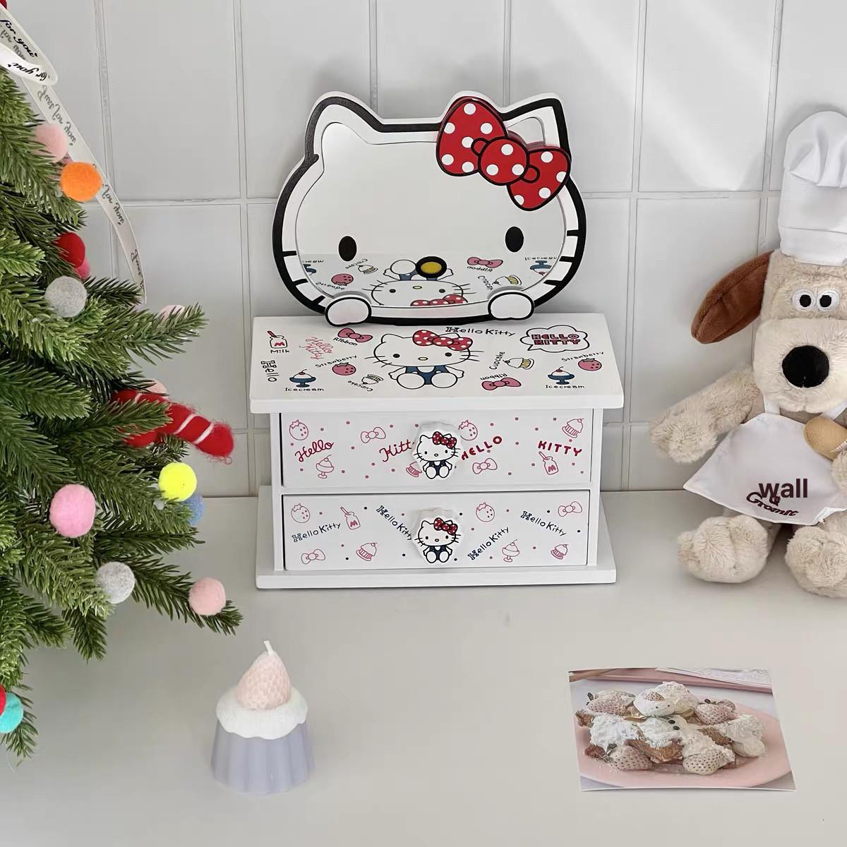 산리오 헬로키티 캐릭터 미니 화장대 거울 서랍 수납함 악세사리 보관 34,680원