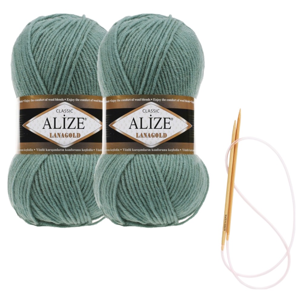 alize 라나골드 뜨개실 100g x 2p, 목도리 패키지 도안 및 대바늘, 386, 1개 10,480원
