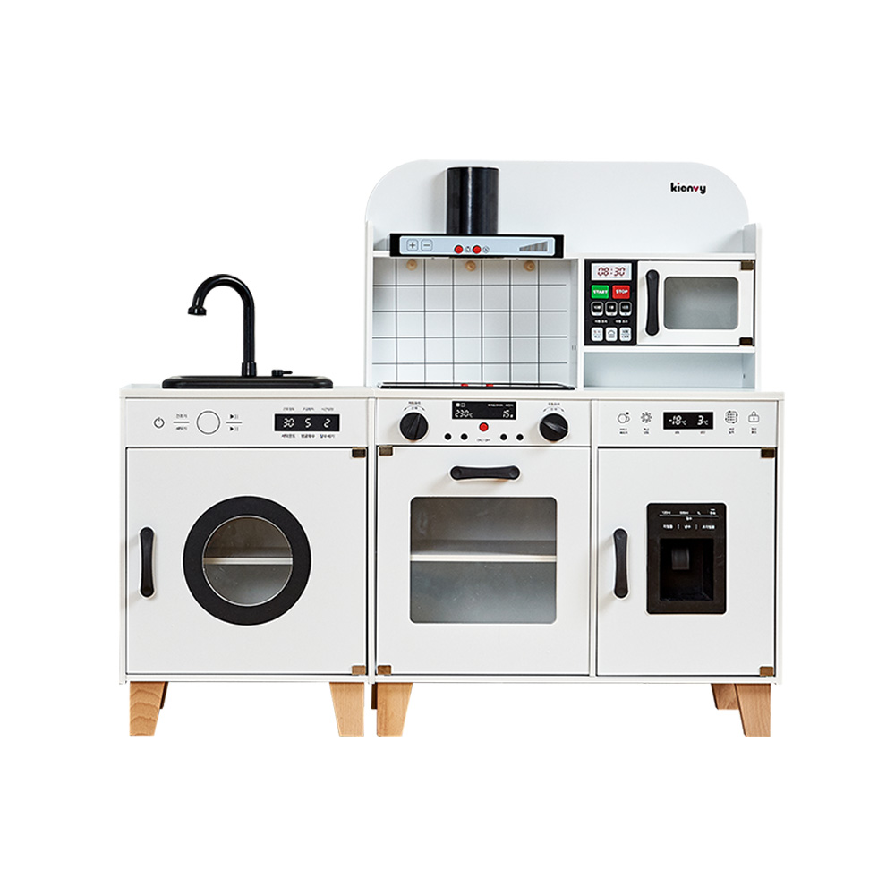 [냉장고제외]키앤비 물나오는 테라피 원목 주방놀이+싱크대 세트, 스노우화이트, 1개 185,000원