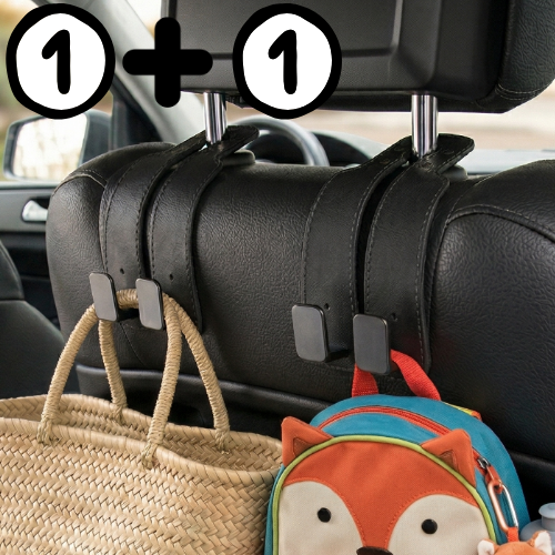 쿠할 자동차 가방걸이 헤드레스트 듀얼 후크 휴대폰 거치대 고리 차량 수납, 블랙, 1세트, 현재가 10,900원