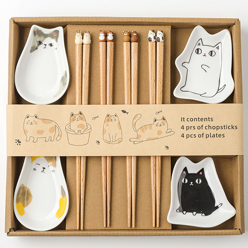 큐트미 고양이 식기세트 8p MP549, 혼합색상, 소스볼 4종 + 젓가락 4종, 1세트 27,600원