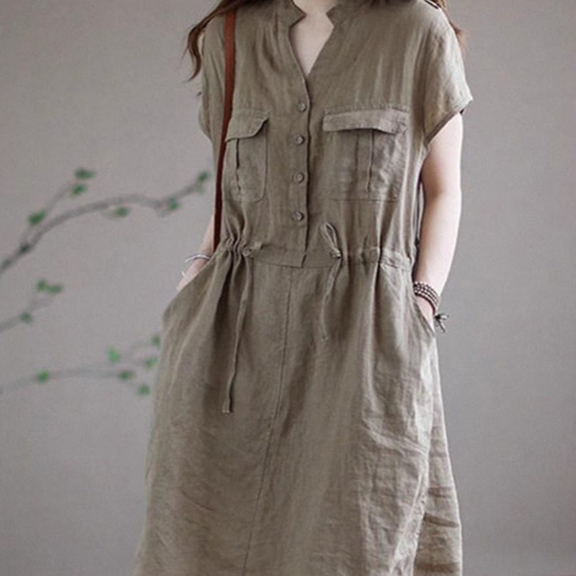 마샹스 여성 신상 린넨 빅사이즈 2XL 박시 원피스 5062105 33,000원