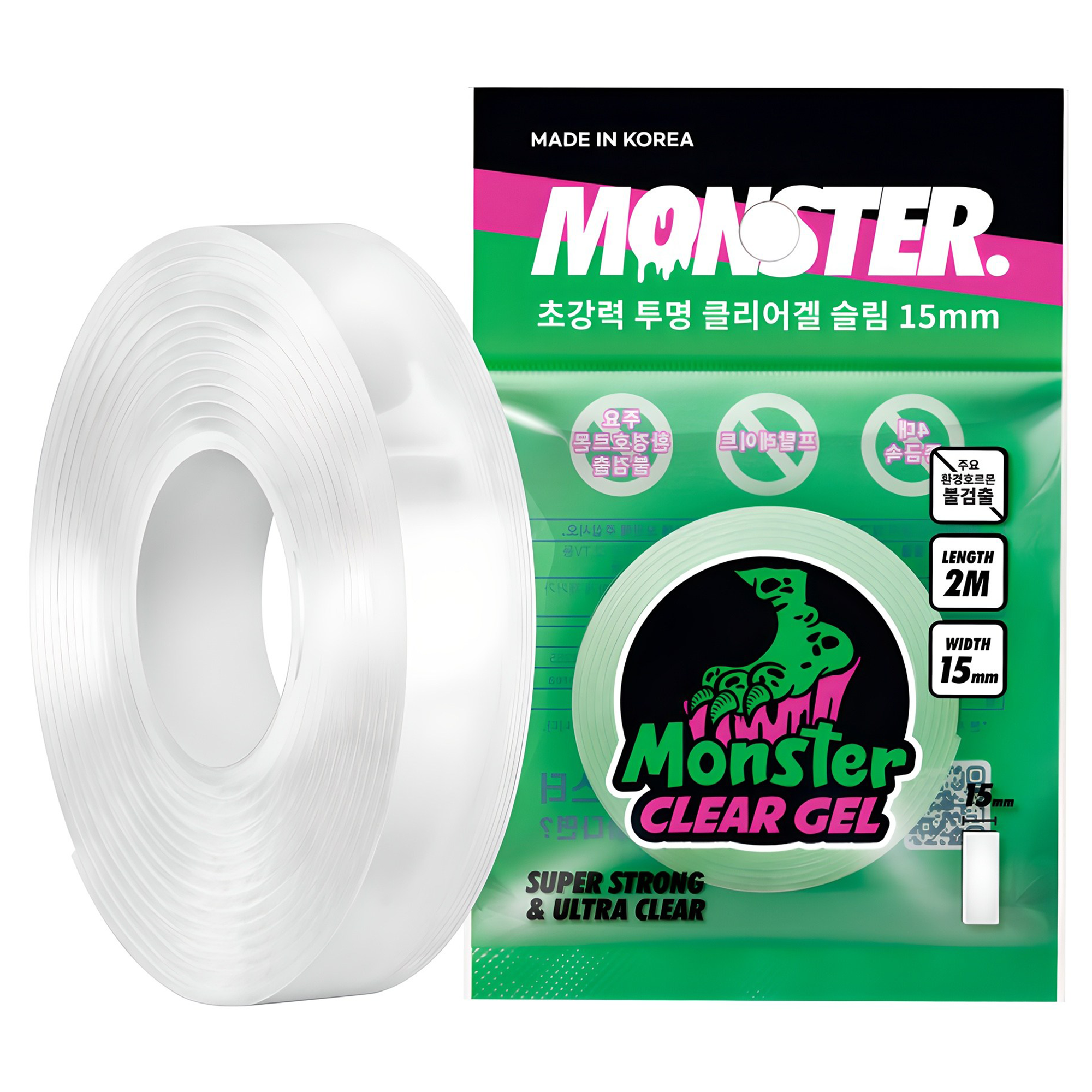 몬스터겔 슬림 초강력 양면테이프 15mm x 2m, 투명, 1개 6,790원