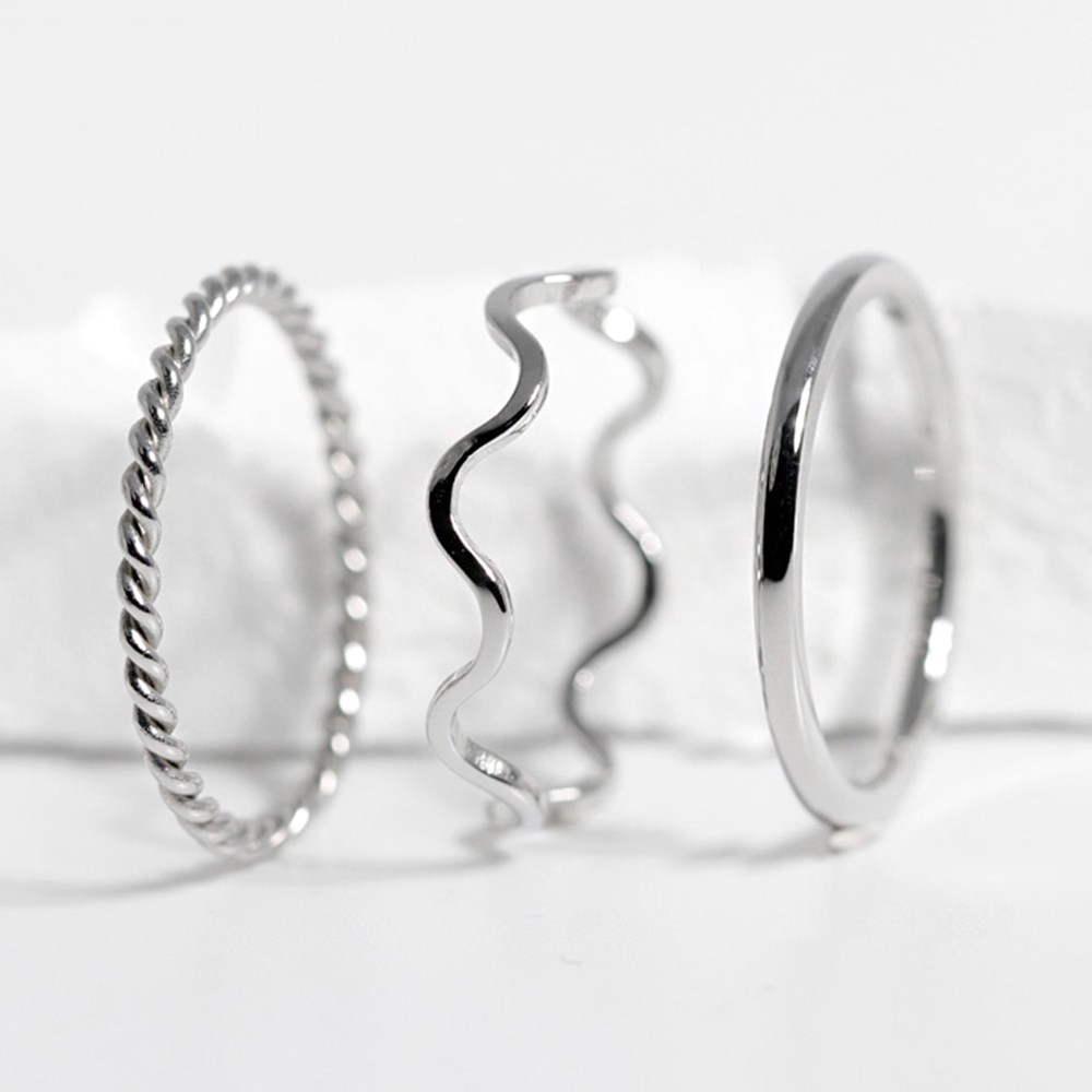 VARAM [3종세트] 1mm 심플링3종 무변색 데일리 레이어드 반지 써지컬 316L 스틸 12,900원