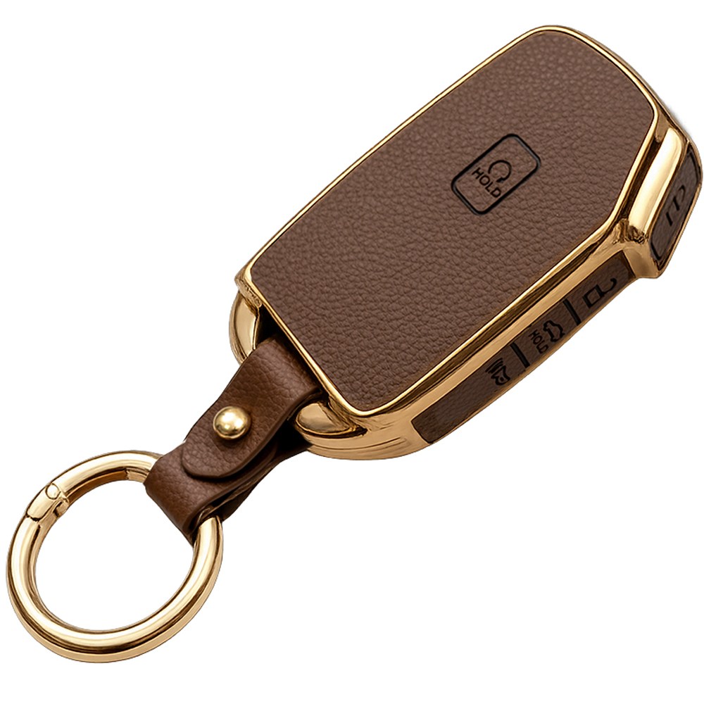 바이어블 기아 스포티지 K5 올뉴 K3 K7 카니발 쏘렌토 EV7 셀토스 호환 스마트키 가죽 TPU 케이스 키링 키홀더, 5버튼 TL32, 진브라운 17,900원