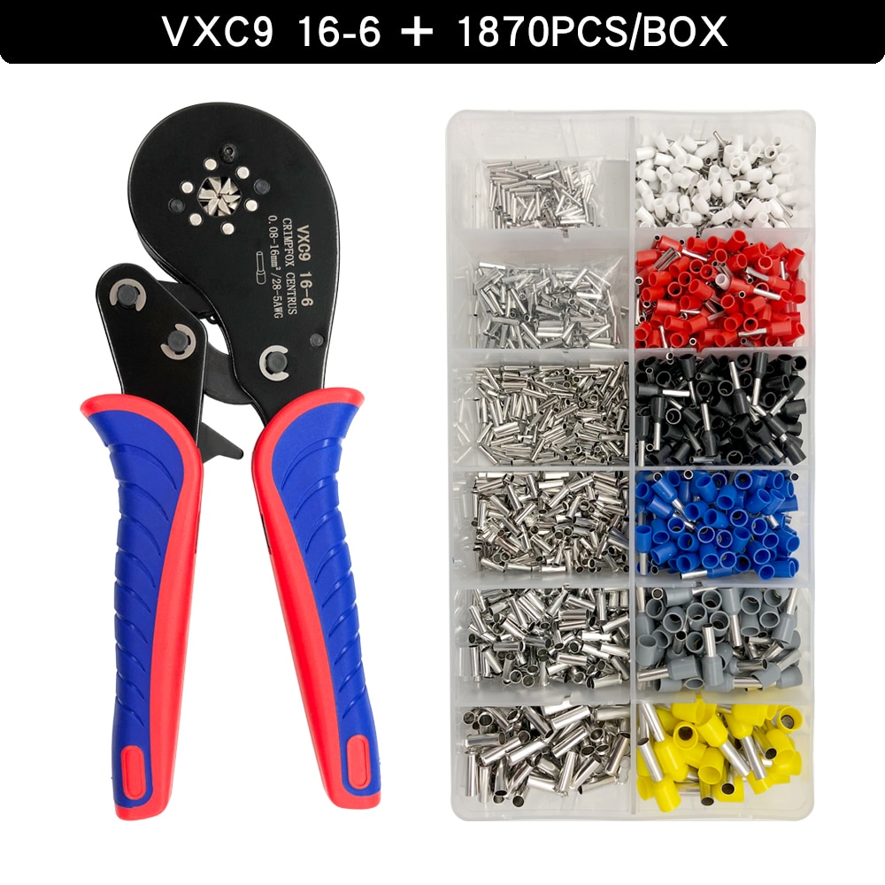관형 터미널 압착 펜치 수공구 VXC9 16 - 6 0.08 - 16mm2 30 - 5AWG 미니 전기 페룰 크림퍼 세트, 전기 터 76,200원