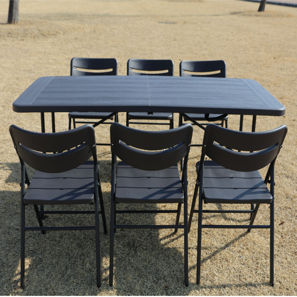 멜핑 야외 테이블 의자 세트 브로몰딩 테라스 정원 접이식 캠핑 카페, 트리코테이블+트리코의자6개 248,000원