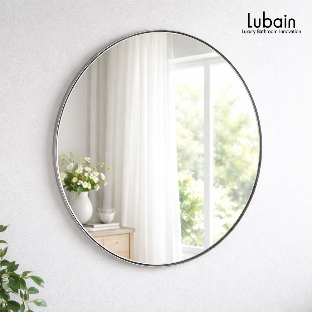 루바인 욕실 원형 스테인리스 프레임 거울, 실버 헤어라인 148,000원