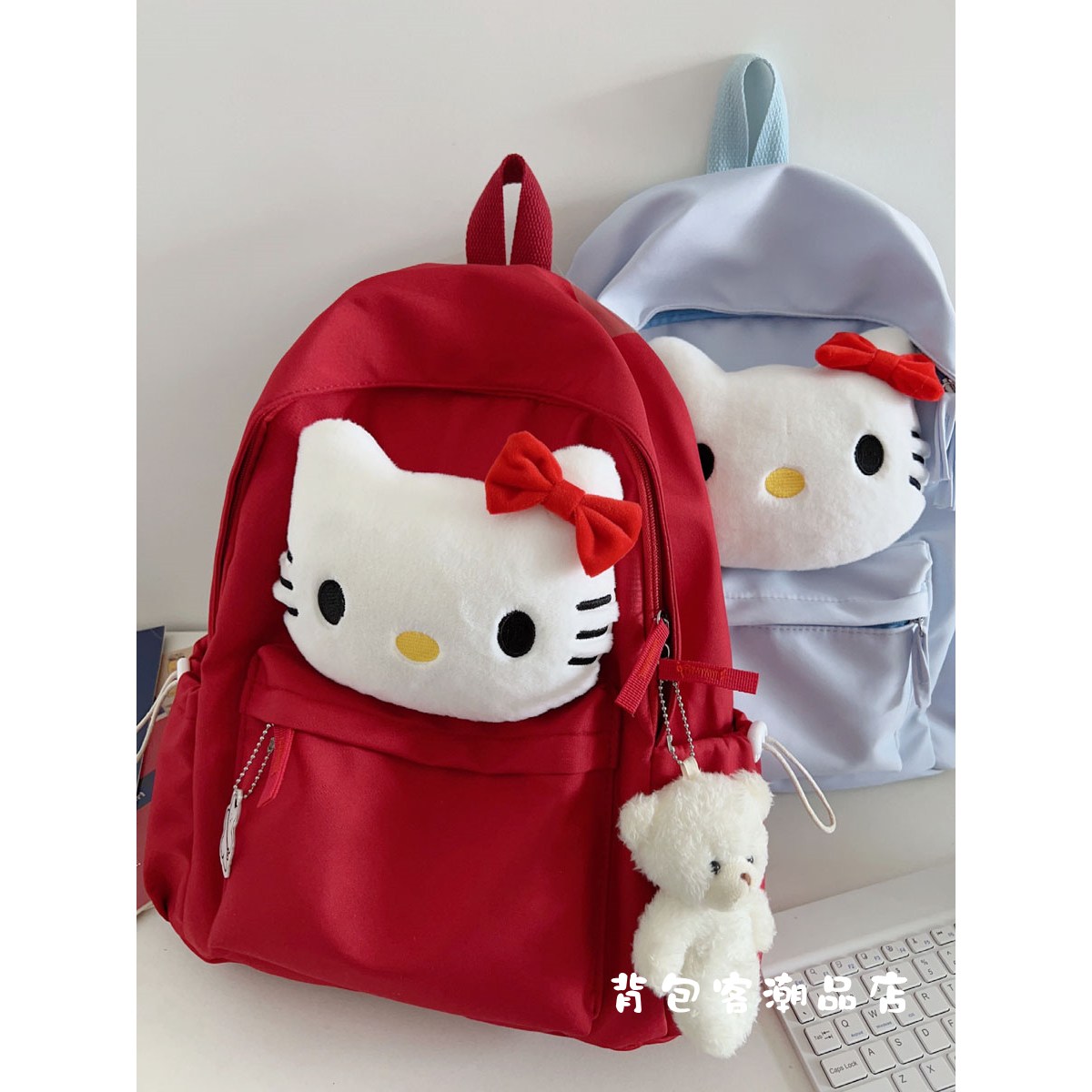다나에 헬로키티 러블리 라지 인형 펜던트 포함 대용량 학생 책가방 백팩 +준펑이커머스 머리끈 22,700원
