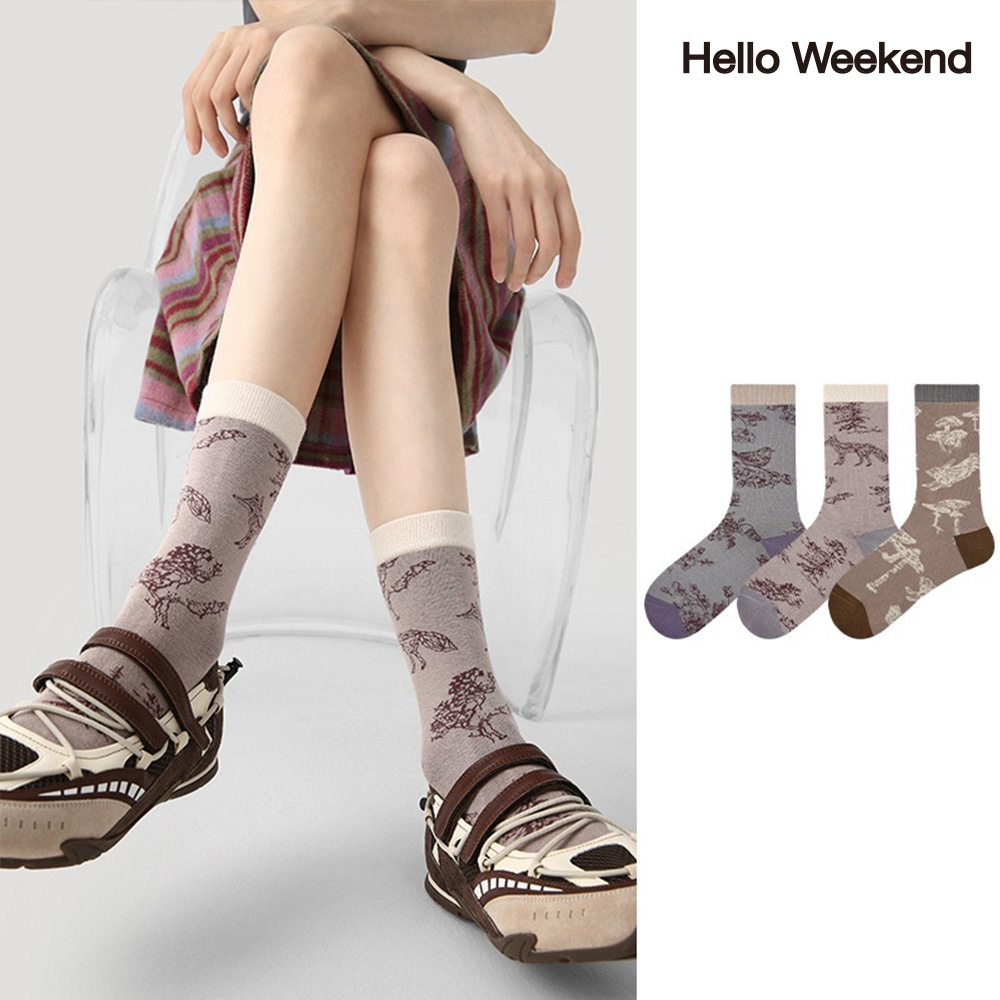 Hello Weekend 여성 배색 스트라이프 봄여름 양말 중목 양말 장목 양말 중목 양말 운동 패션 순면 양말 3족 세트 24,990원