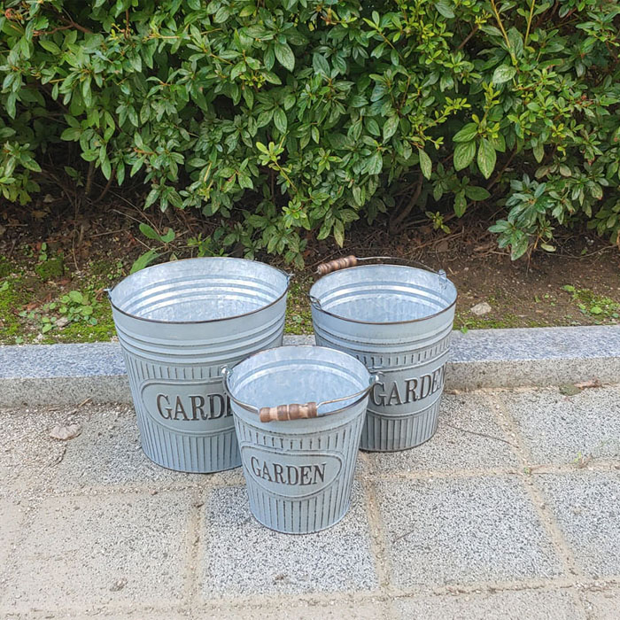 빈티지 가든 양철양동이 바스켓 원예용품 정원 엔틱화분 바케스, 1개 20,000원