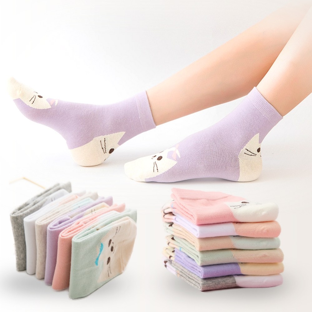 귀여운 고양이 디자인 여자 패션양말 12족 세트 16,900원