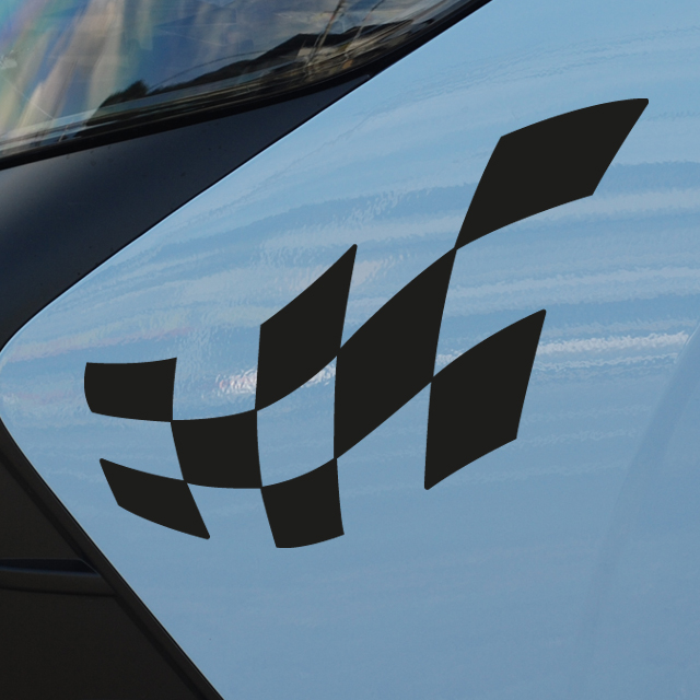 레이싱 체크깃발 스티커 오토바이 차량용 데칼, 1개, 라지x흰색 5,000원