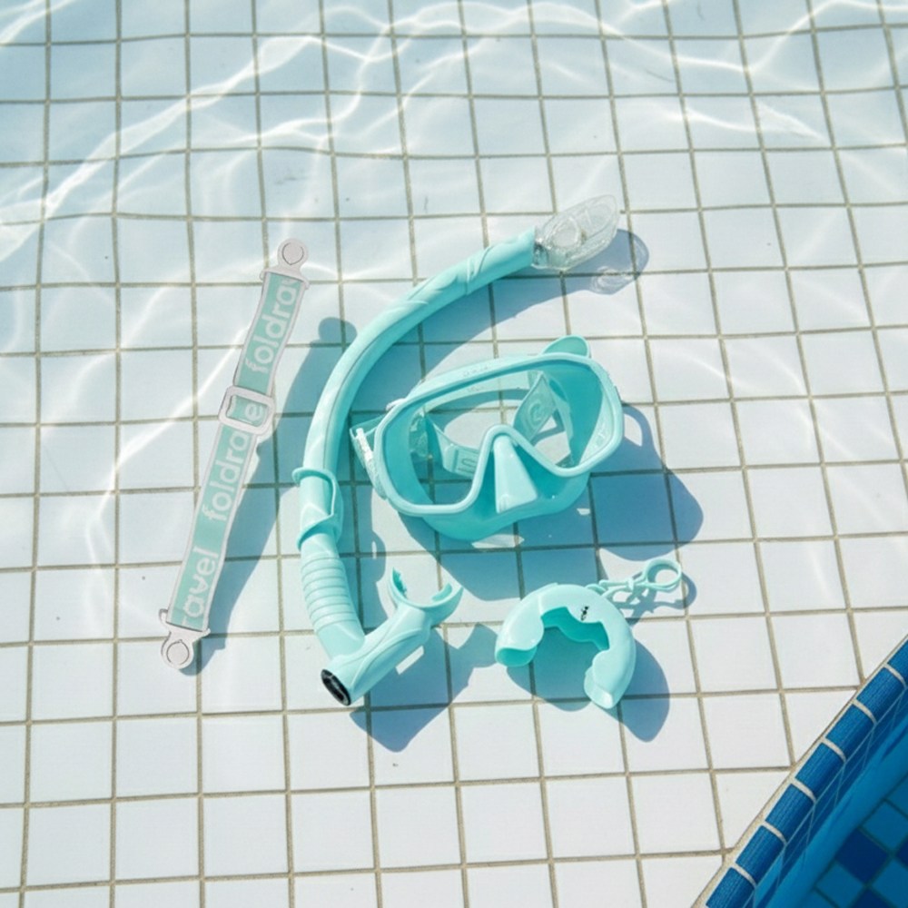 폴드래블 원터치 스트랩 접이식 스노쿨링 마스크 장비 물유입차단 세트 M5001, 아쿠아민트 36,900원