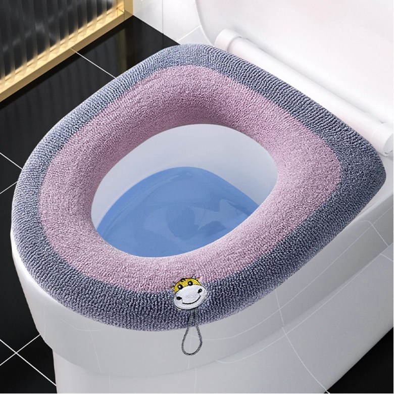 [1+1]따뜻한 극세사 보온 변기커버 쿠션 시트 손잡이, 1세트, 핑크그레이+핑크그레이 9,900원