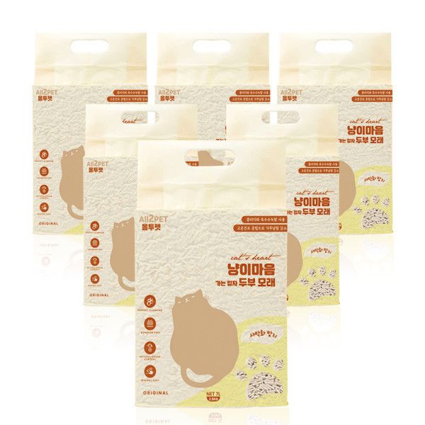 올투펫 냥이마음 고양이두부모래 먼지없는모래 7L 대용량 2.5kg 6팩세트 33,000원