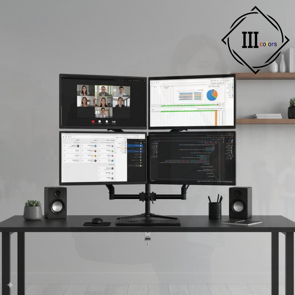 쿼드 모니터암 4대 거치대 주식 사무실 멀티 스탠드, 1개, 프네우마 M15 쿼드 모니터암(4대용) 177,230원