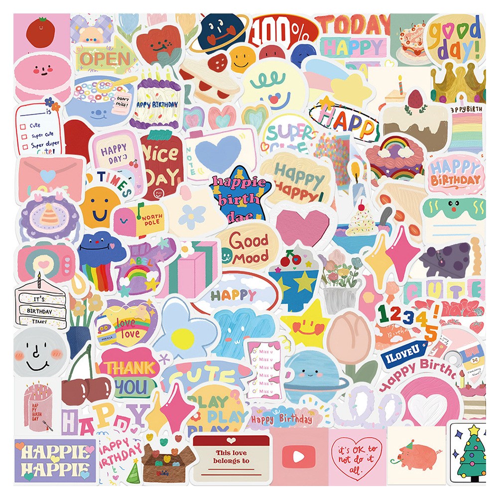 귀여운 동물 생일 하트 캐릭터 고양이 곰 스티커 감성 방수 리무버블 스티커, 90개, I세트.해피벌스데이 7,470원