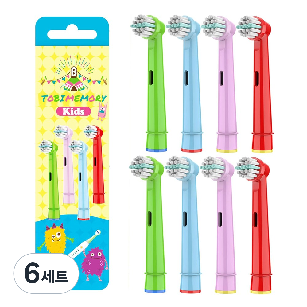 쥬쥬미엘 오랄비 브라운 어린이 호환 전동칫솔모, 6세트, 어린이 칼라 4개입, EB10A 16,760원